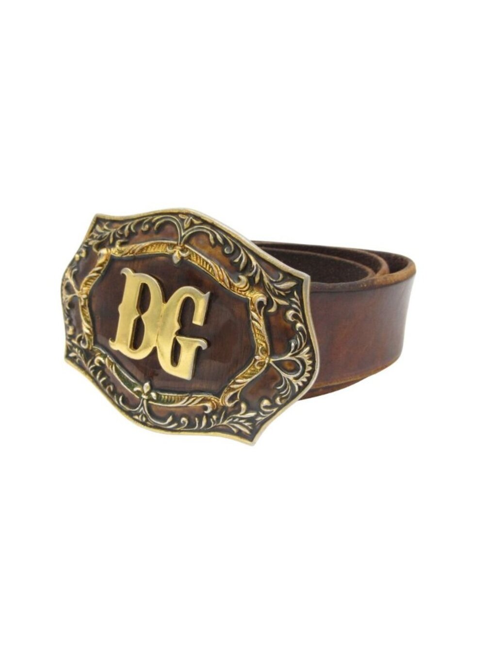 Dolce & Gabbana Belt Buckle Leather Logo Brown